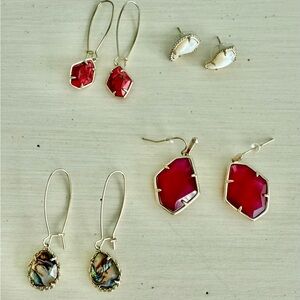 Elegant Red and Gold Earrings Set